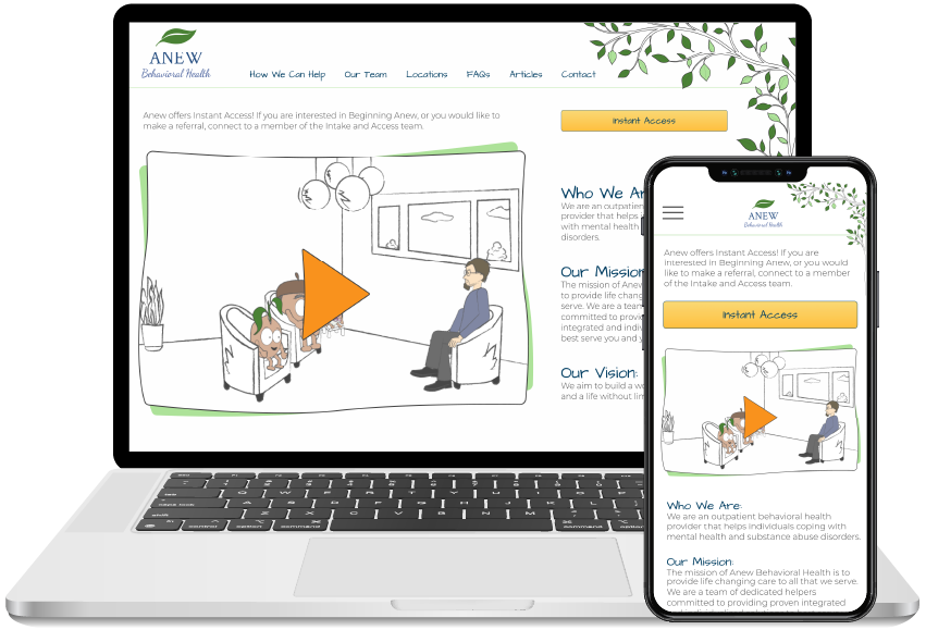 mockup of a behavioral health website with a hand drawn feel
