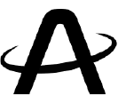 letter A with a Saturn ring on it logo